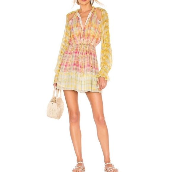 Hemant and Nandita NWT Thick and Thin Striped Dress Yellow, Pink, Orange, White - Picture 3 of 5